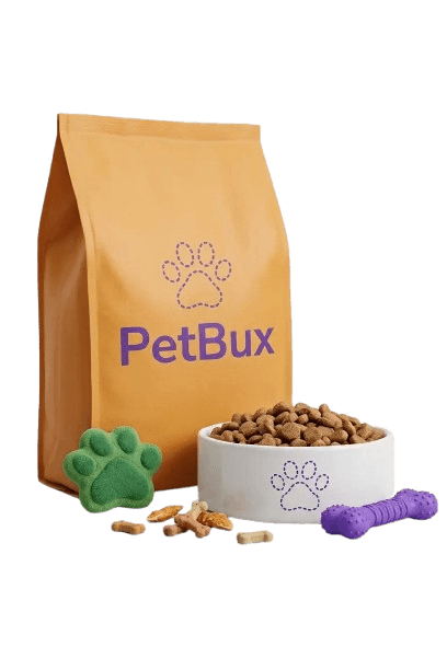 PetBux branded dog food bag and bowl