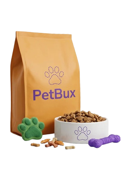 PetBux branded dog food bag and bowl
